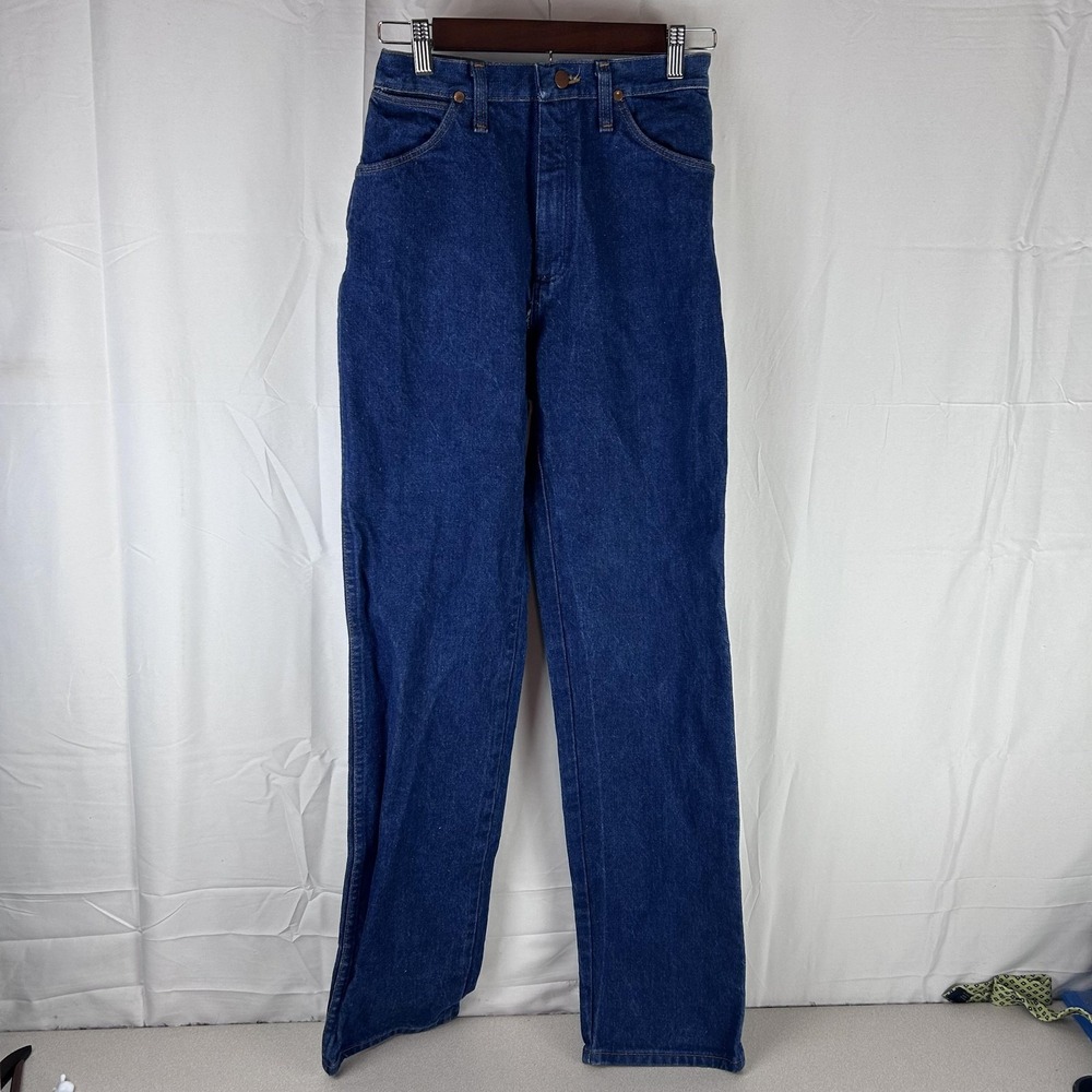 Wrangler Jeans Womens 8x34 26x34 Blue Denim Straight Leg Made USA Cowboy Western